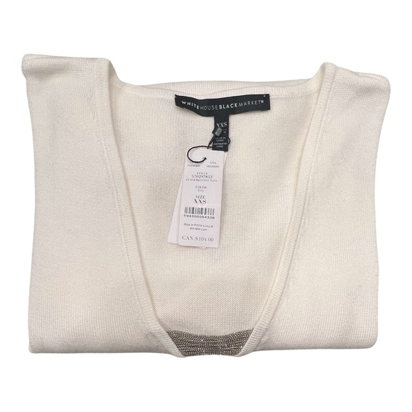 White House Black Market Women's Sweater V Neck Petite Size: XXS New Ecru NWT - Picture 4 of 9